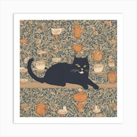 William Morris Inspired Cats Collection Art Print (1) Art Print