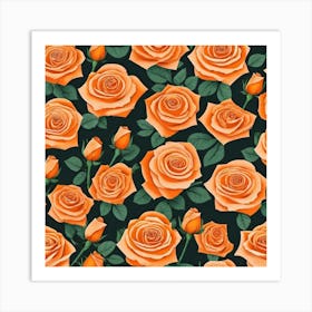 Orange Roses Pattern Art Print