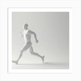 Man Running On White Background Art Print