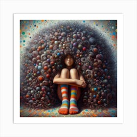 Girl With A Lot Of Hair Art Print