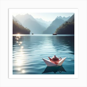 Tea Boat On The Lake Art Print