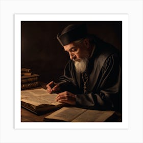 Orthodox Monk Reading A Book Art Print