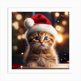 Christmas Kitten Art Print