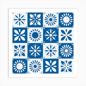 Portuguese Tiles With Floral Motifs Square Art Print