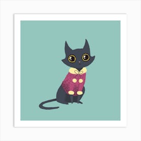 Cozy Cat Square Art Print