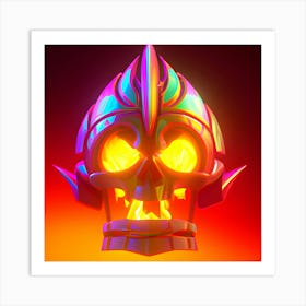 Skull And Flames Art Print