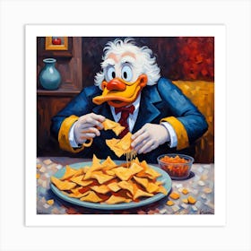 Duck Eating Chips Art Print