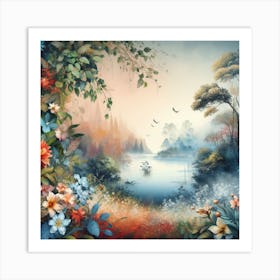 Landscape With Flowers Art Print