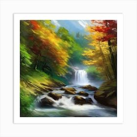 Waterfall Painting 3 Art Print