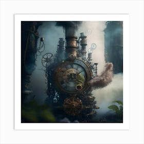 Steampunk Steam Engine Art Print