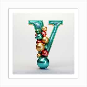 Christmas Letter V Art Print