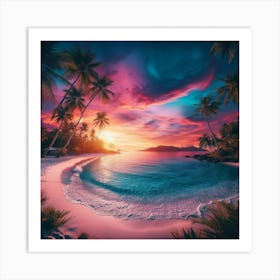 Beach Sea Nature Ocean Sunset Happy Sky Travel Sun Water Art Print