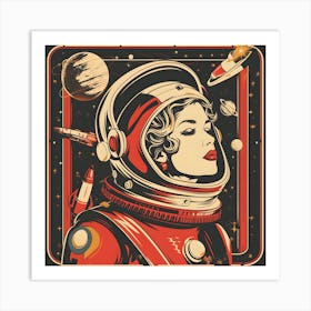 Soviet Themed Cosmonaut Woman Art Print