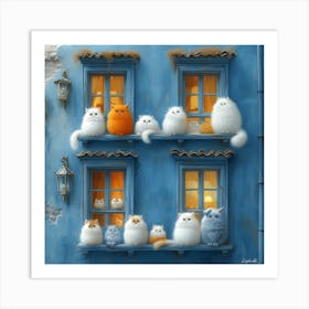 Cats On The Windowsill Art Print