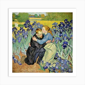 Sadness of love in irises Art Print