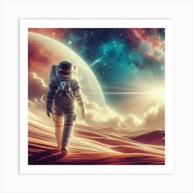 Astronaut Walking In The Desert Art Print