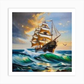 Sailing Ship In The Sea Art Print