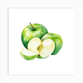 Green Apples Watercolor Painting Art Print