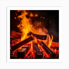 Closeup Of An Inferno With Flames Licking The Edges Of A Flammable Object Danger Evident In The Fie (3) Art Print