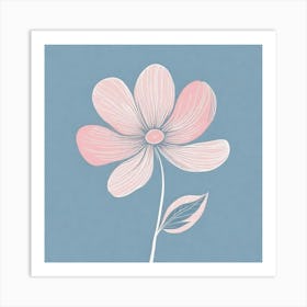 A White And Pink Flower In Minimalist Style Square Composition 98 Art Print