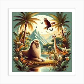 Lions In The Jungle Art Print