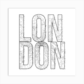 London Street Map Typography Square Art Print