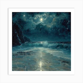 Moonlight On The Beach Art Print