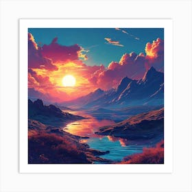 Sunset In The Mountains Art Print