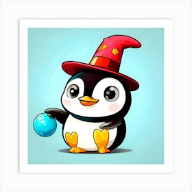 Penguin In A Hat Art Print