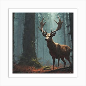 Deer In The Forest 105 Art Print