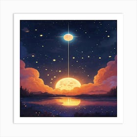 Moon And Stars 1 Art Print