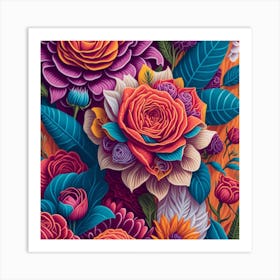 Colorful Floral Pattern Art Print