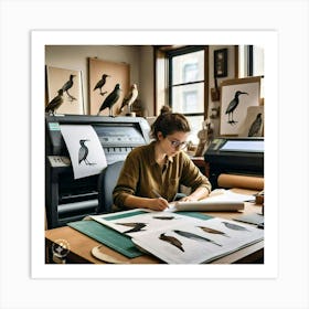 Portrait Of A Woman At Work Art Print