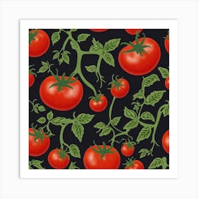 Tomatoes On A Black Background 3 Art Print