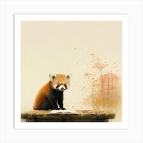 Red Panda Reading Art Print