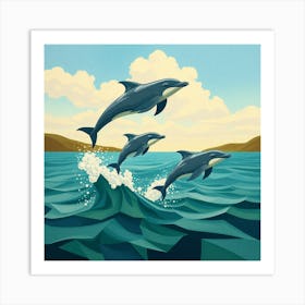 Dolphins Jumping Art Print