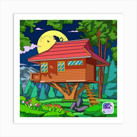 Tree House In The Forest Art Print