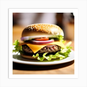 Hamburger On A Plate 3 Art Print