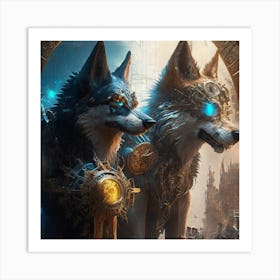 Steampunk Wolves 1 Art Print