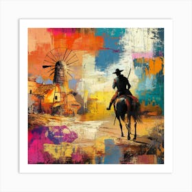 Cowboy On Horseback 1 Art Print