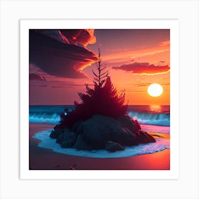 Sunset At The Beach 6 Art Print