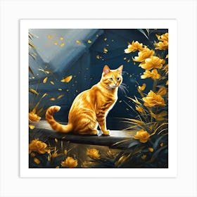 Cat In The Garden Art Print