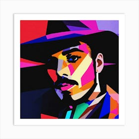 Abstract Portrait Of A Man In A Hat Art Print