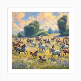 Horses In The Meadow 1 Art Print