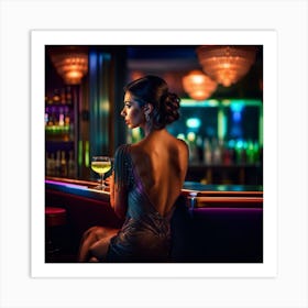 Beautiful Woman At The Bar Art Print