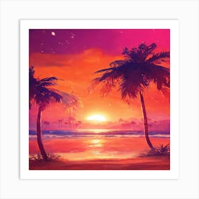 Sunset At The Beach 10 Art Print