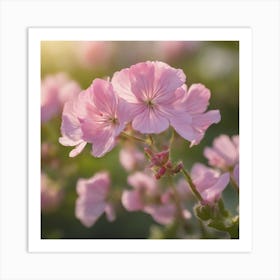 A Blooming Geranium Blossom Tree With Petals Gently Falling In The Breeze 1 Art Print