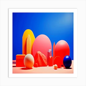 Abstract Shapes,Abstract creation made from 3d geometric shapes Art Print