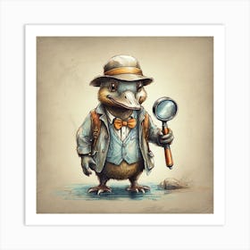 Duck With Magnifying Glass 4 Art Print