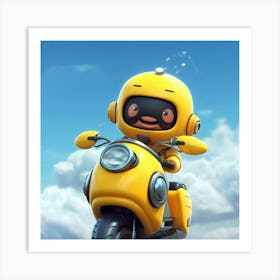 Robot On A Motorcycle Art Print